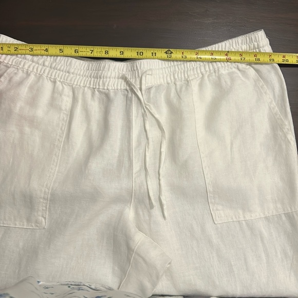 Land’s End 100% Linen High Rise White Crop Pants Women Size 16 White - Picture 3 of 13